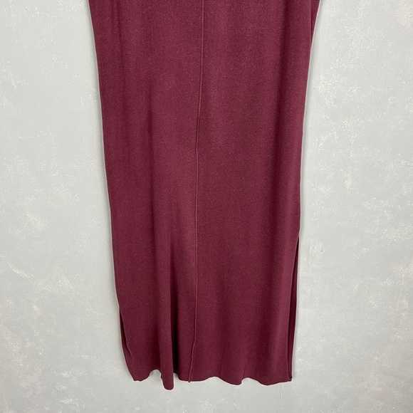 Free People beach size L sleeveless ribbed maxi dress pink side slit crewneck - Picture 3 of 10